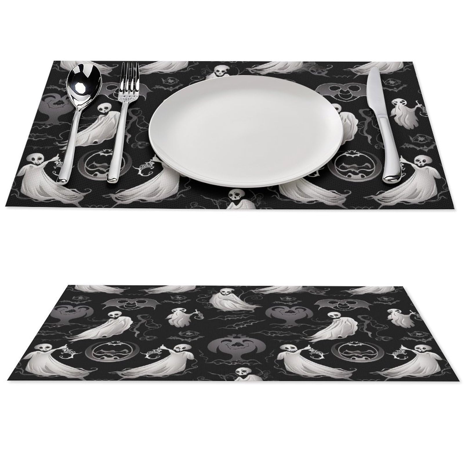 Sets de table de cuisine antidérapants et imperméables 45x30 cm pour repas d'Halloween extérieurs
