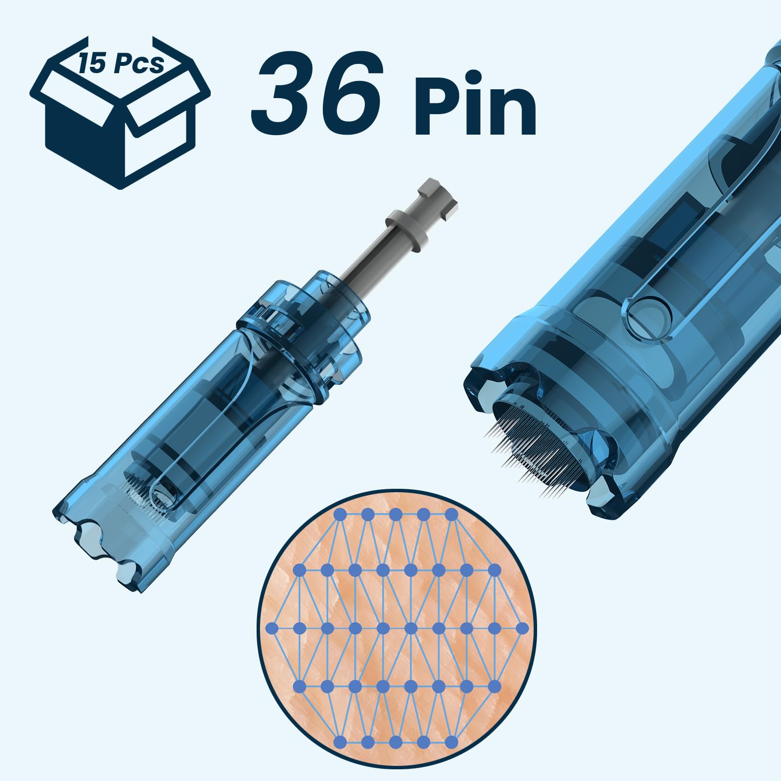 15-Piece 36-Pin 0.25mm Microneedling Pen Cartridges for Dr Pen