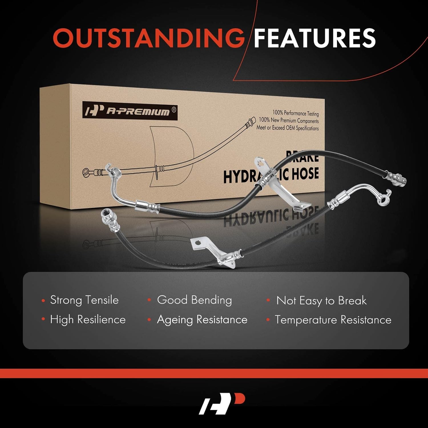 A-Premium Front Driver and Passenger Brake Hydraulic Hose Compatible with Kia Models - Optima 2011 2012 2013 2014 2015 2016 - Replace# 587312T600(Pack of 2)