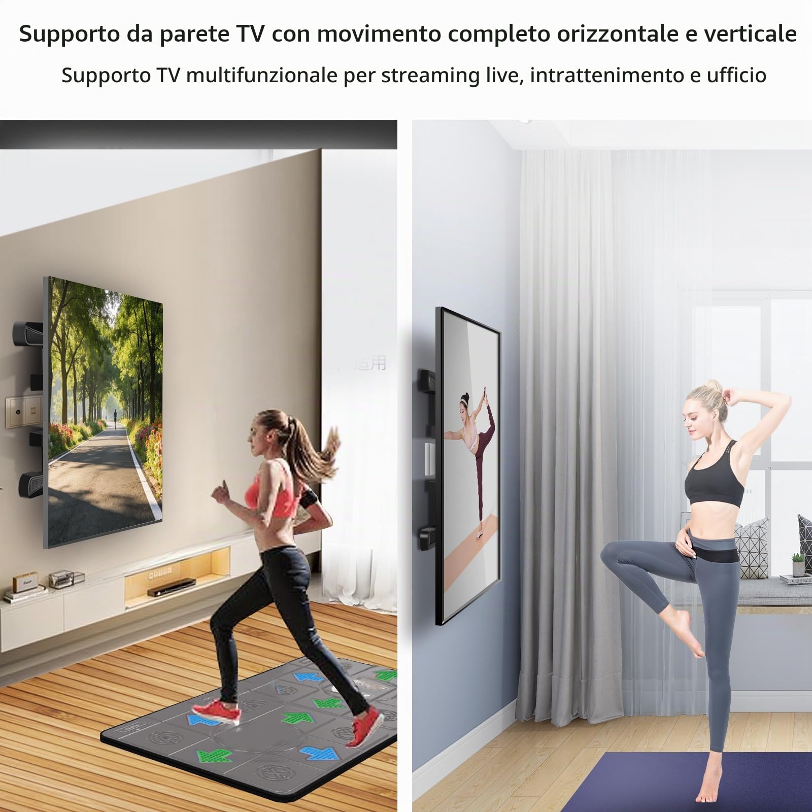 Supporto TV Parete per 32-65 Pollici, Orizzontale Verticale Braccio TV Portata 32,5 kg, ±90° Rotazione Supporto TV Estensibile Girevole Inclinabile, Doppio Braccio Articolato Max VESA 400x400