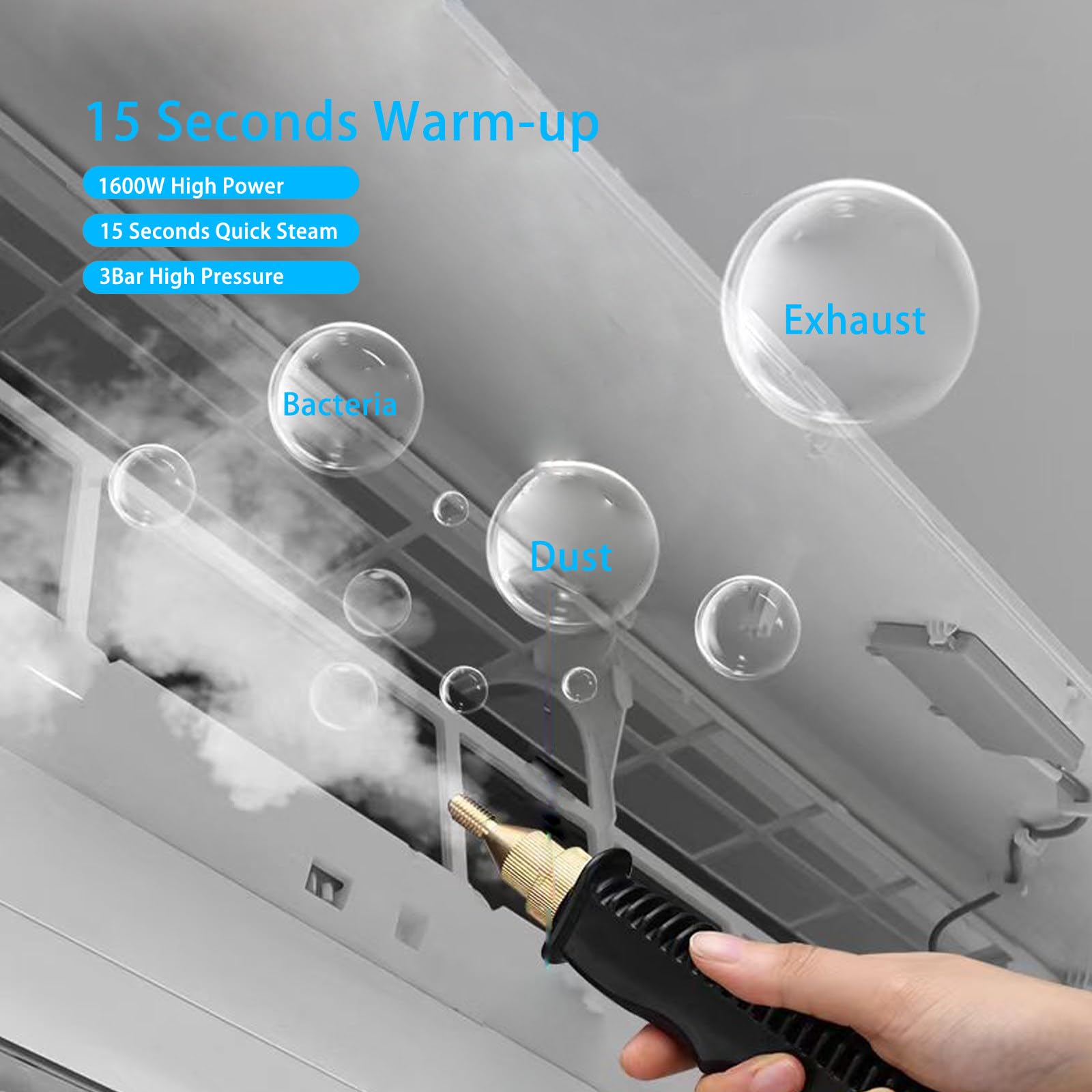 Multiuso Limpiador A Vapor de Mano, 1600W Potente Vaporeta Limpieza Hogar de Alta Presión con Pantalla Táctil, 1200ml Portátil Máquina Limpieza a Vapor Presurizada Alta Temperatu