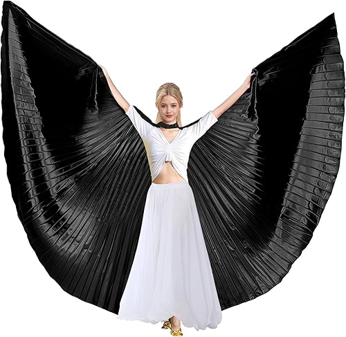 Miniatura 2 de MUNAFIE Alas de Isis para danza del vientre con palos para adultos, disfraz de danza del vientre, alas de ángel para Halloween, carnaval