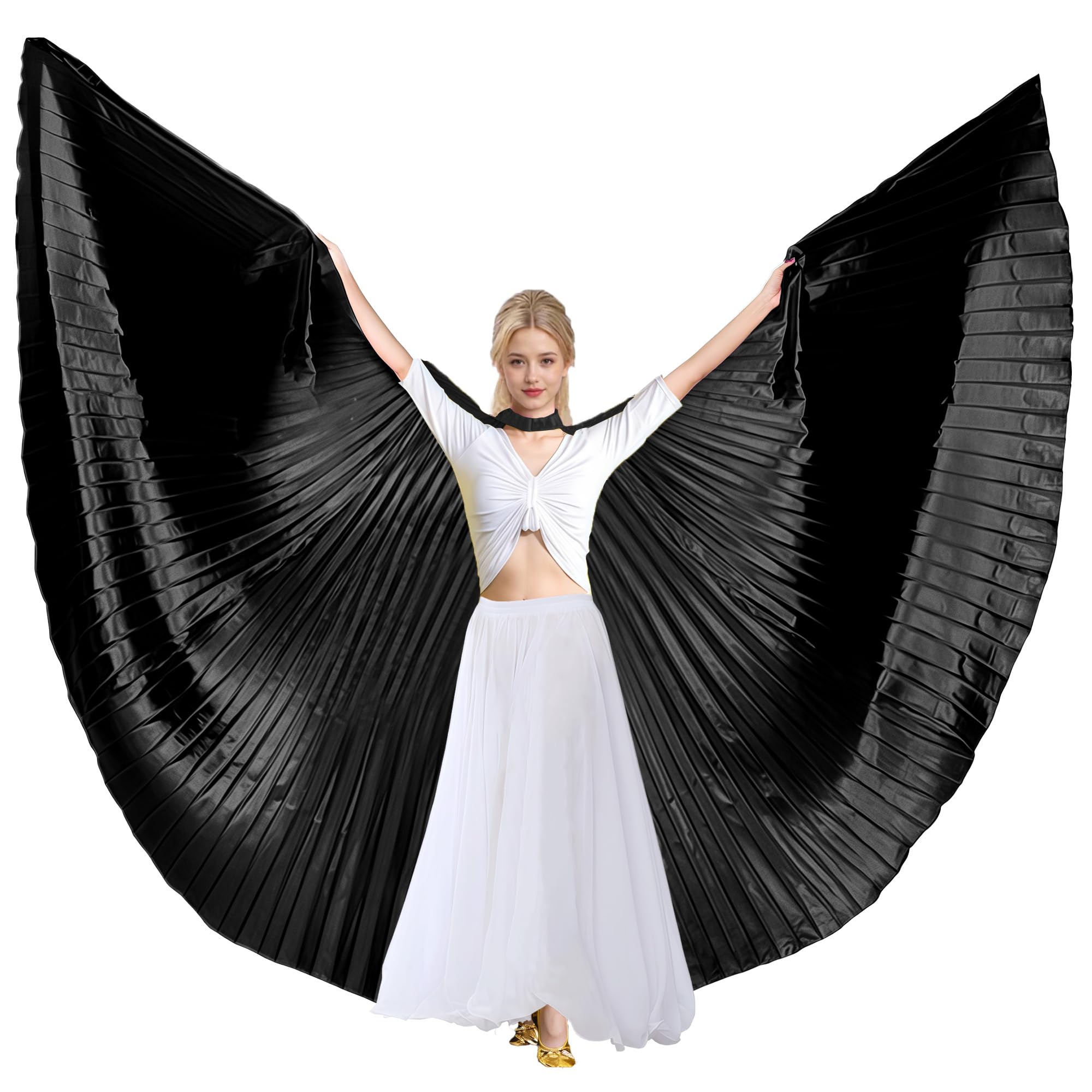 MUNAFIE Unisex Isis Flügel für Erwachsene Bauchtanz Flügel Umhang mit Stöcke Halloween Kostüm Bauchtanz Kostüm Damen für Karneval Cosplay Party