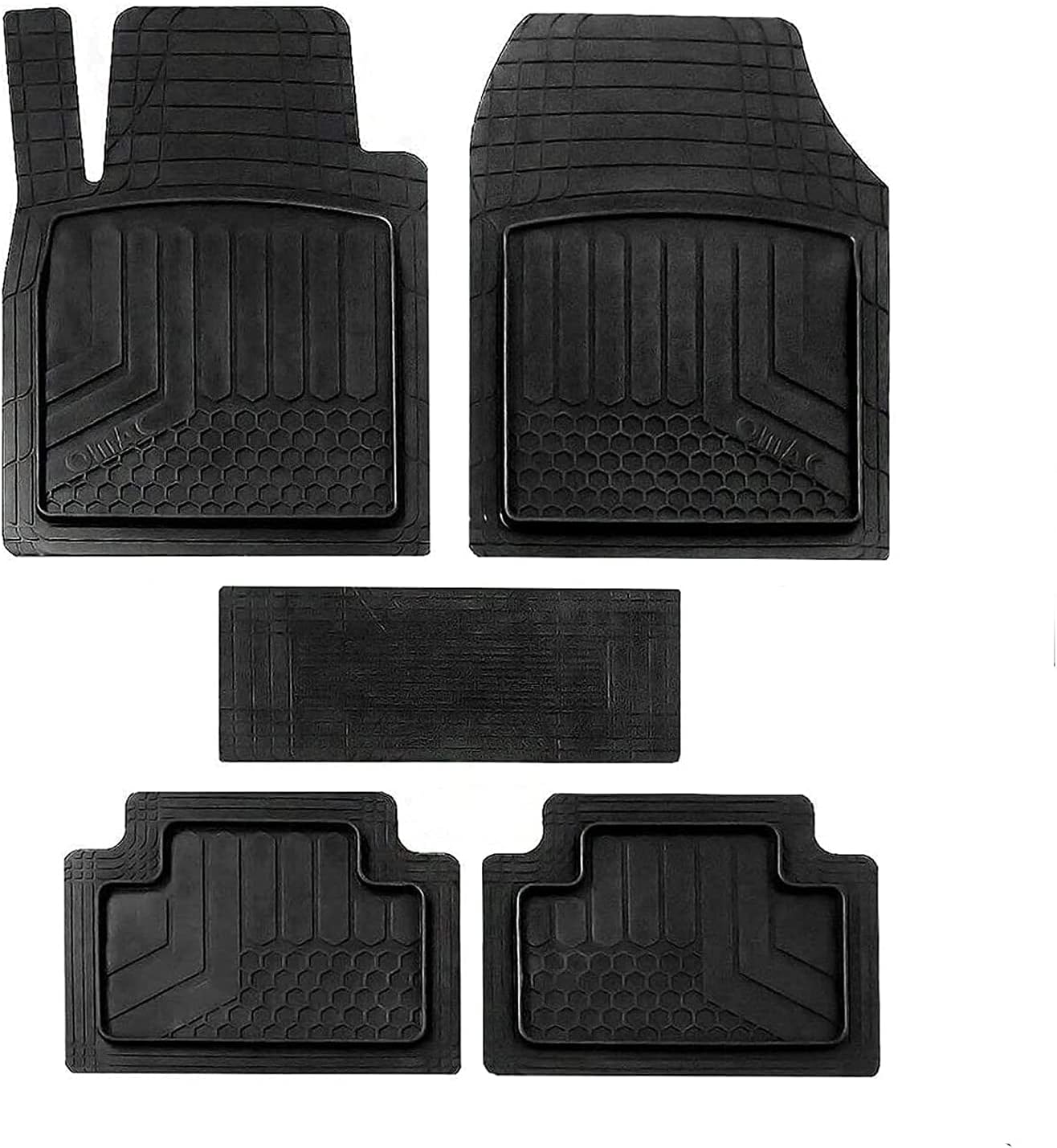 OMAC Black Durable Heavy Duty Rubber Floor Mats for Car SUV