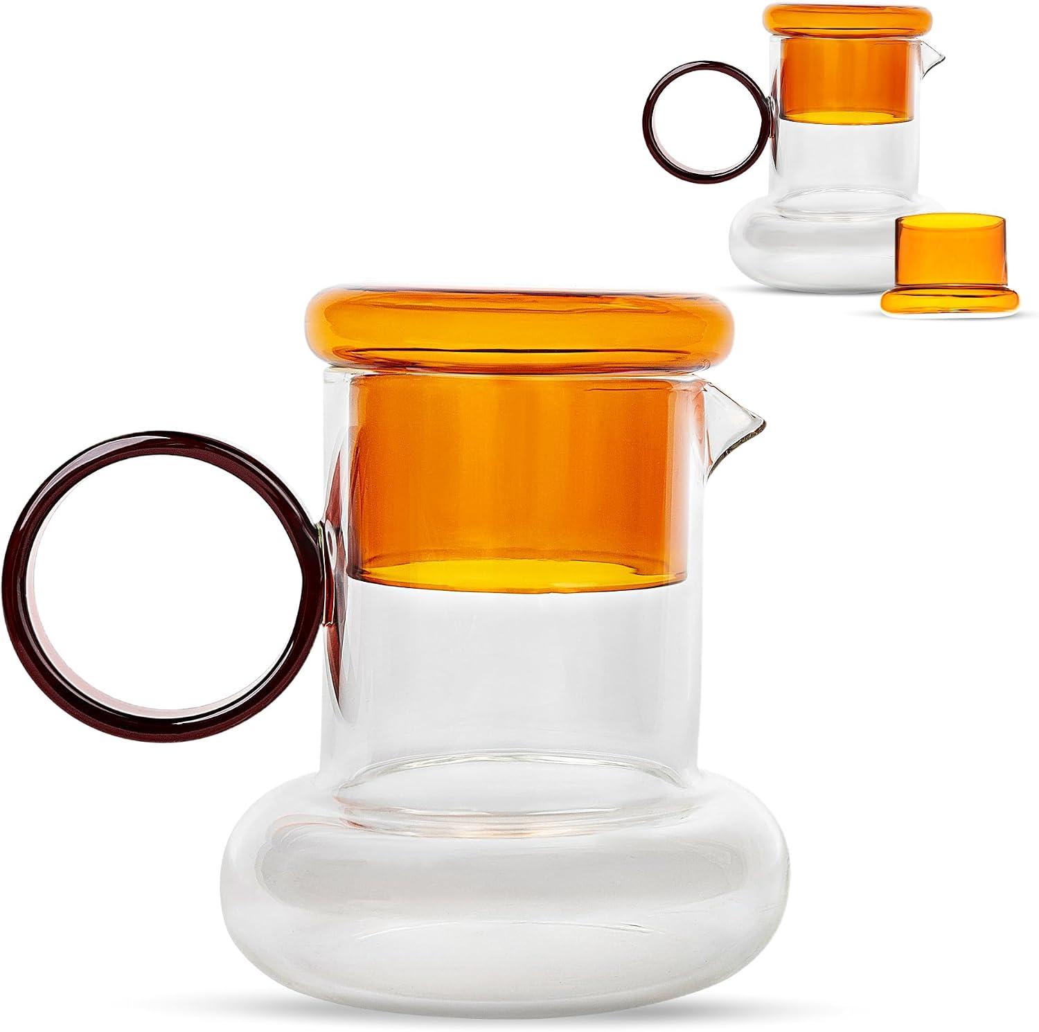 Elle Decor Amber Ring Pitchers, 23 Oz - Amber, Set of 2