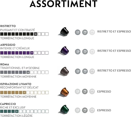 Nespresso Original Coffee Pods, 50 Mixed Pack - 10 Arpeggio, 10 Ristretto, 10 Capriccio, 10 Roma, 10 Livanto Capsules for Nespresso Machines. Make Espressos, Cappuccino and Macchiato. Recyclable Pods - 2