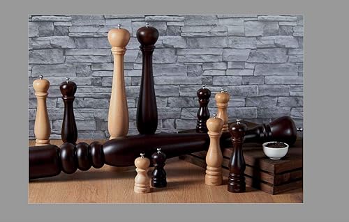 Miniatura 6 de Bisetti Molinillo de pimienta de madera de haya Roma de 7.5 pulgadas con molinillo de acero al carbono ajustable con acabado de nogal, fabricado en