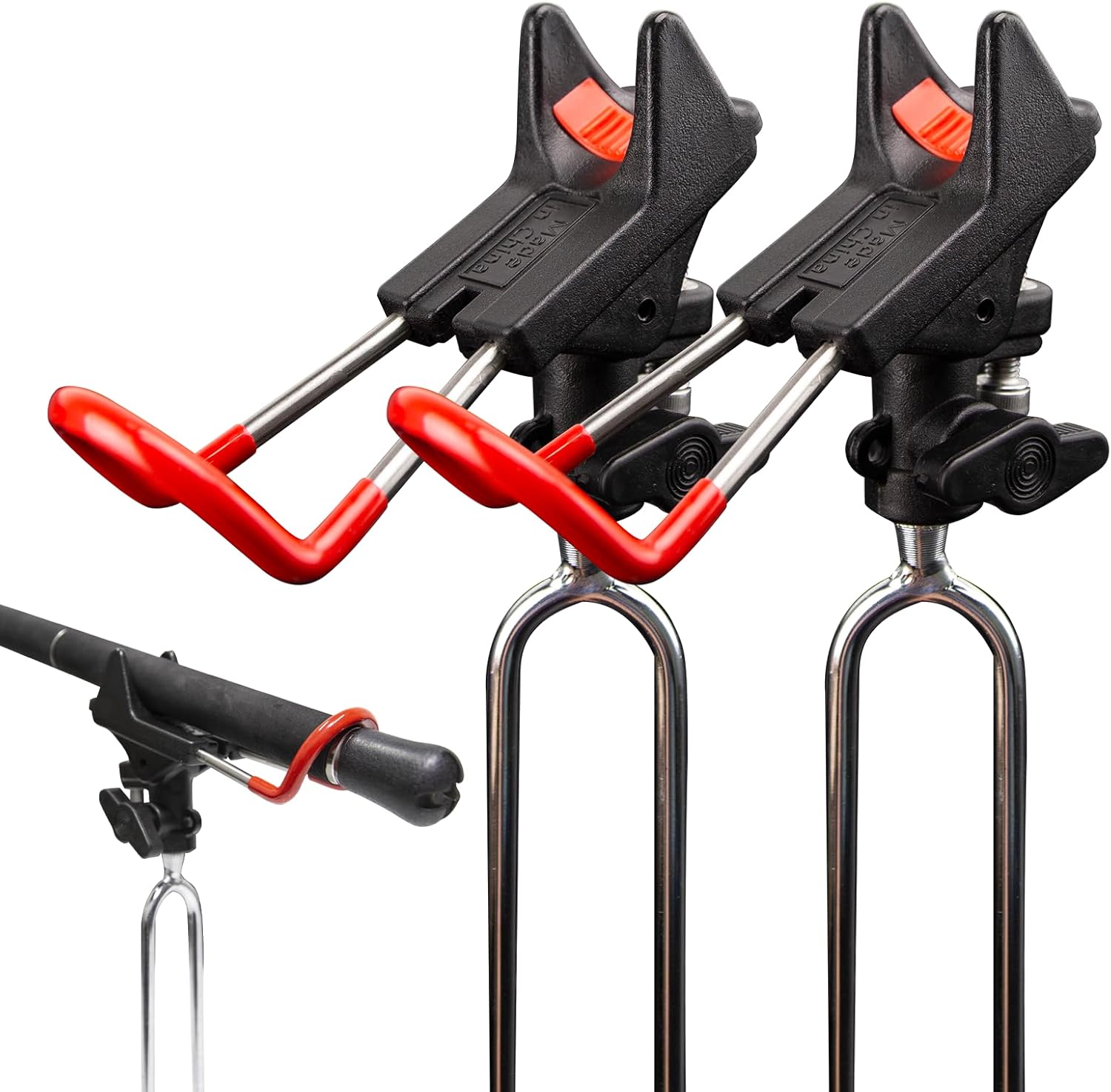 Fishing Rod Holder for Bank Fishing, BETTER LEADER 2 Pack Universal Fish Pole Holders with Stand and 360 Degree Adjustable for Ground Beach