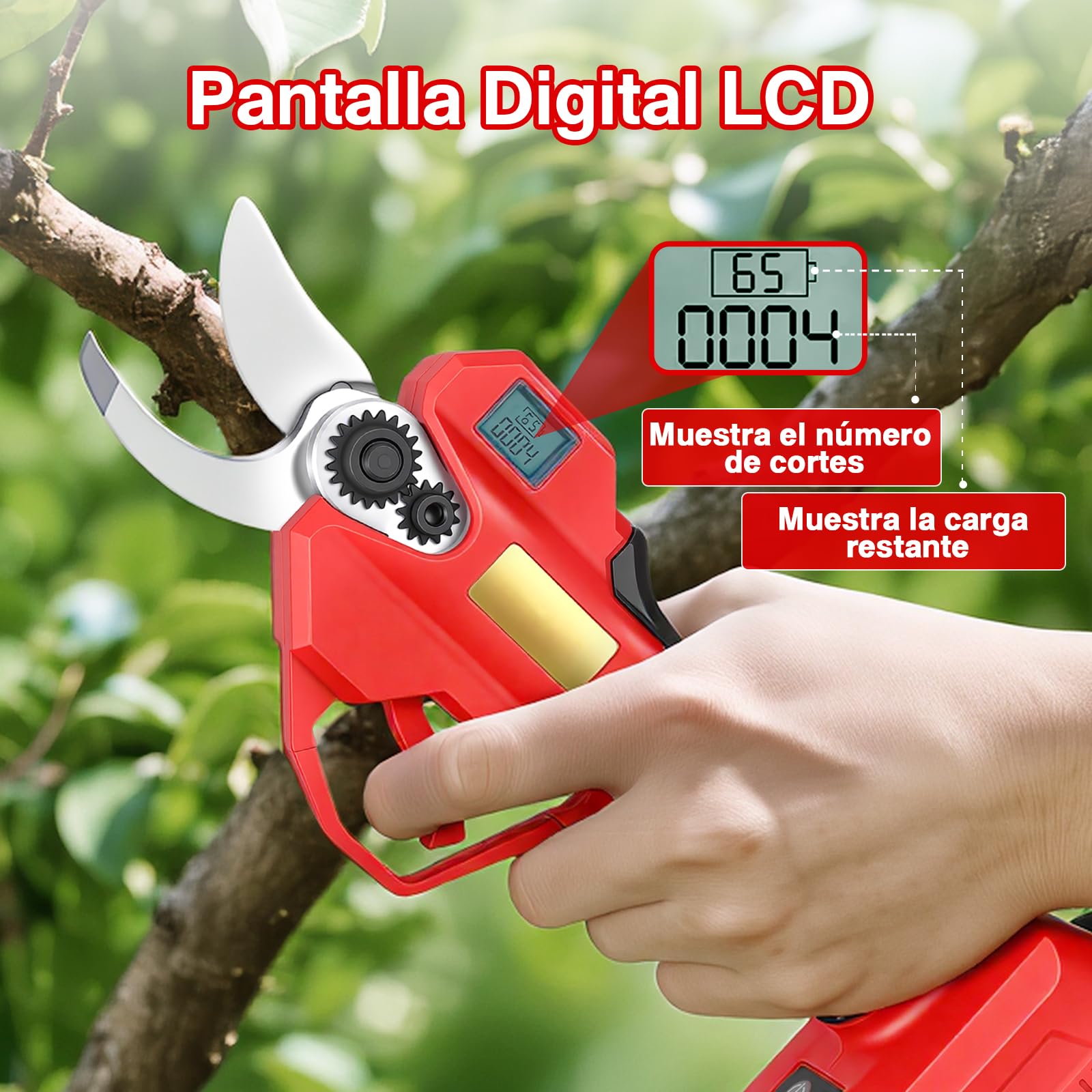 Tijeras de Podar Electricas, SK5 Tijeras de Poda de 40 mm con Pantalla LCD, con Baterías 2x2000mAh para Jardinería, Árboles Frutales, Viñedos y Granja