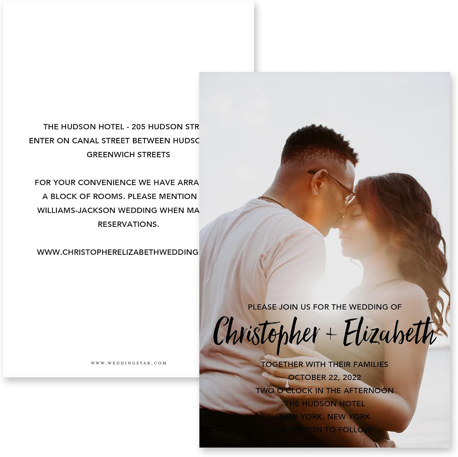 WEDDINGSTAR Custom Printed Photo Wedding Invitations - Handwritten Elegance - Vertical (Pack of 50)