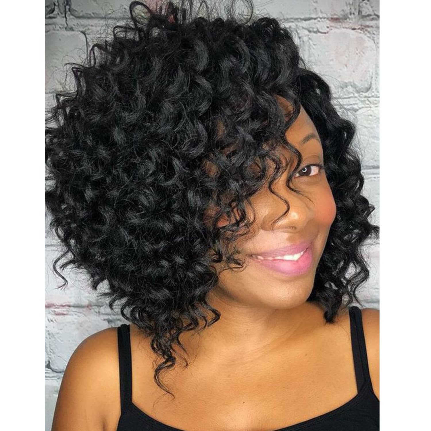 Mscat 12 Inch Pre Looped Ocean Wave Crochet Hair 8 Packs Black Boho Ocean Braids Pre Twisted Synthetic Deep Wavy Crochet Hair for Women 1B#