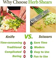 Vista 4 de Tijeras de hierbas mejoradas 2025, herramienta cortadora de hierbas sin esfuerzo con cuchillas afiladas de acero inoxidable para hierbas frescas