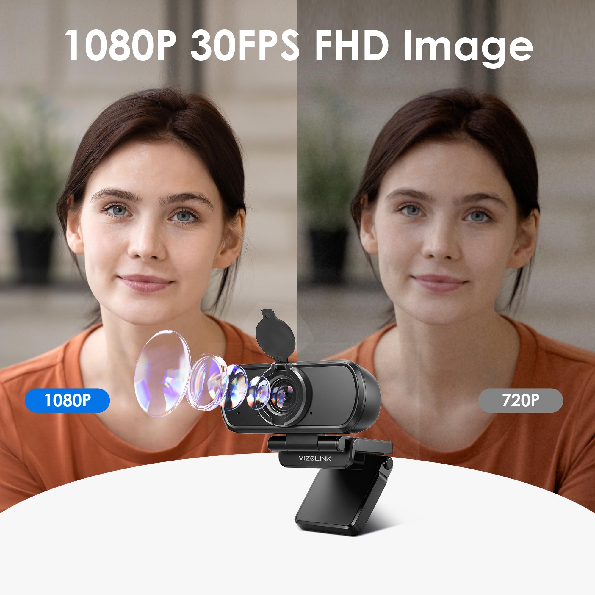 N21A Webcam Full HD 1080P 30FPS Webcam PC Grand Angle 100 °Mise au Point Fixe Deux Micro Correction Lumière Plug Play Windows MacOS Linux Youtube Streaming Skype Appel Vidéo Vidéoconférence