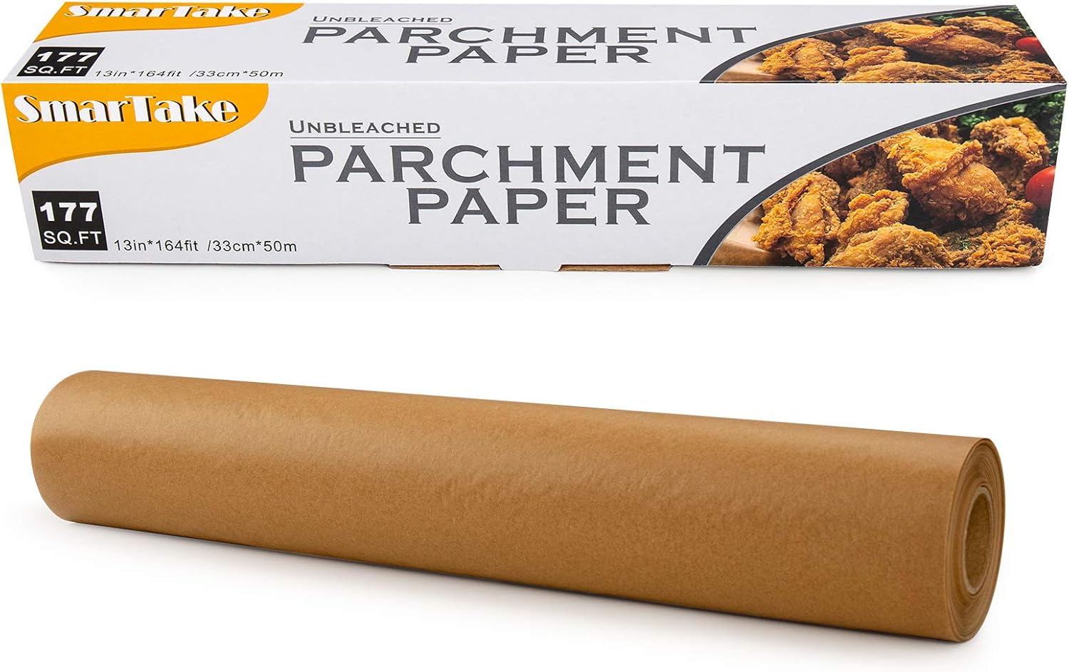 SMARTAKE Parchment Paper, 13 in × 164 ft (177 Sq. Ft) Non-Stick Baking Parchment Roll, Baking Pan Liner for Kitchen, Air Fryer, Steamer, Cooking Bread, Cookies and More, Unbleached: Home & Kitchen