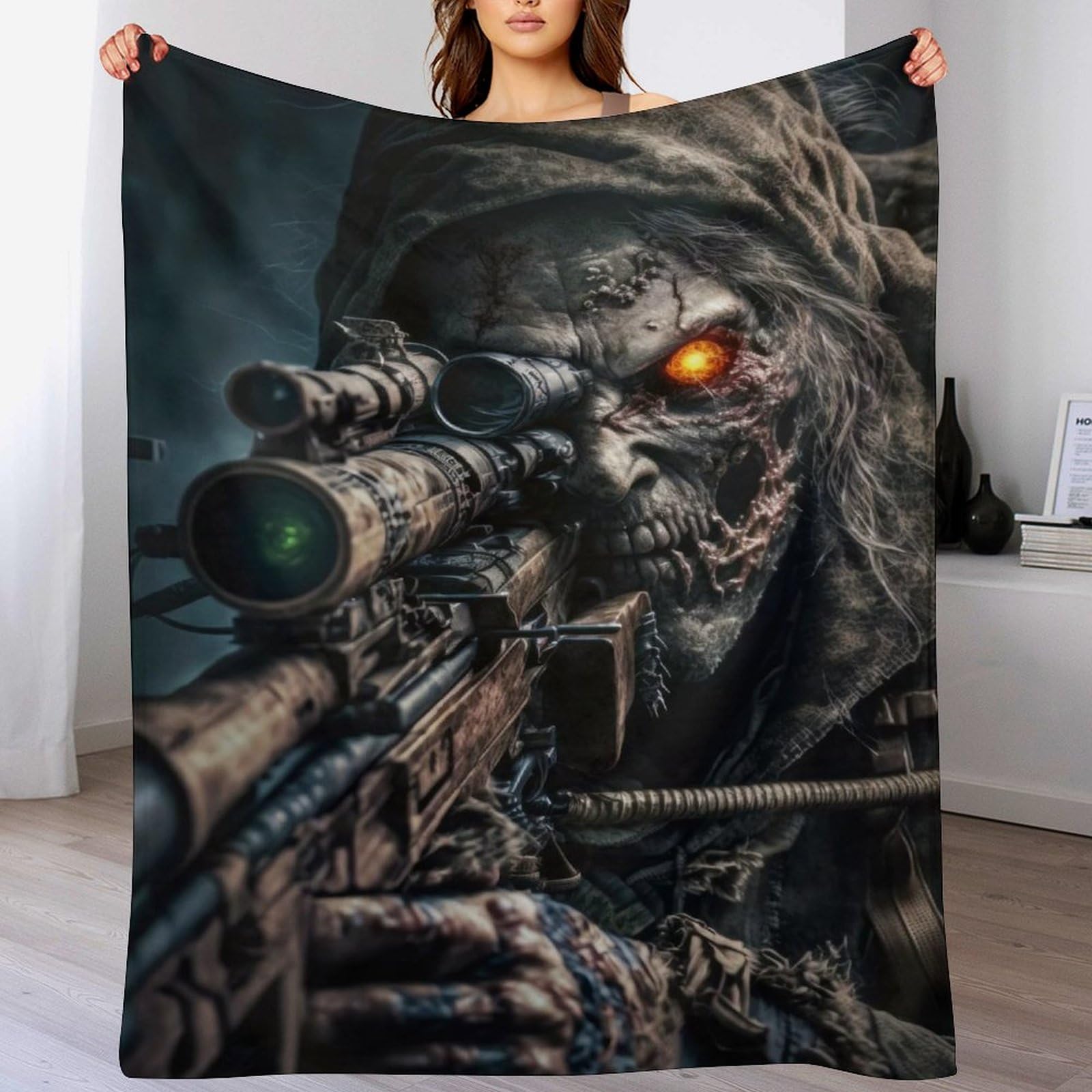 Manta gruesa de soldado zombi para tardes de peliculas de terror en el sofa