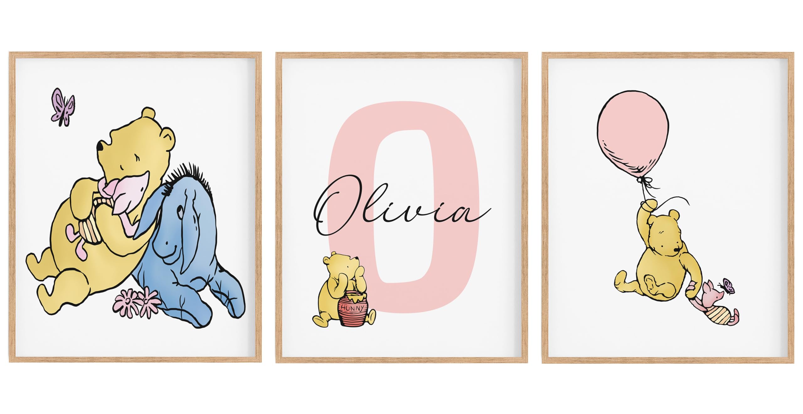 Personalized Winnie Nursery Name Print Set