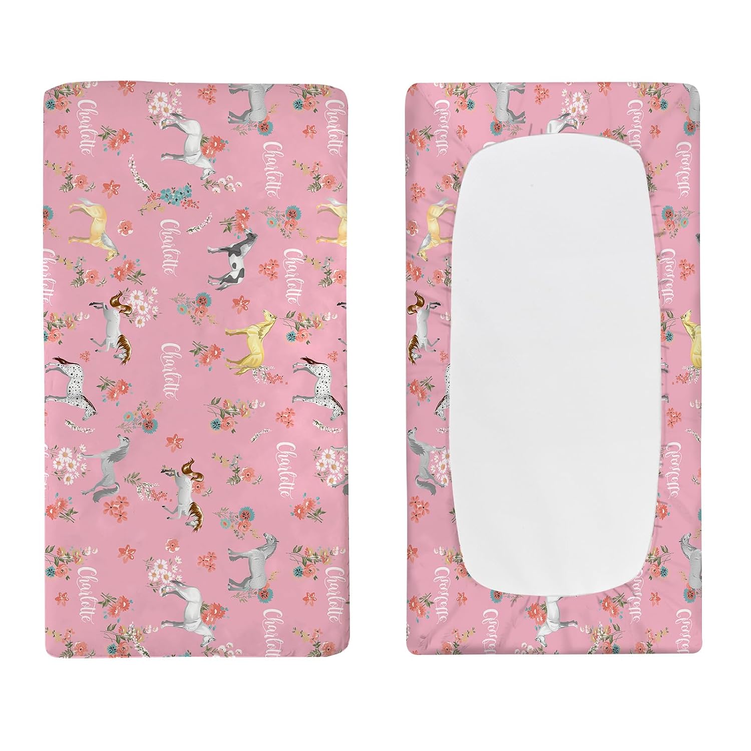 Custom Baby Changing Pad Cover - Personalized Diaper Changing Table Sheet Stretch Fitted Bassinet Sheet Pink Dog(16"x32")