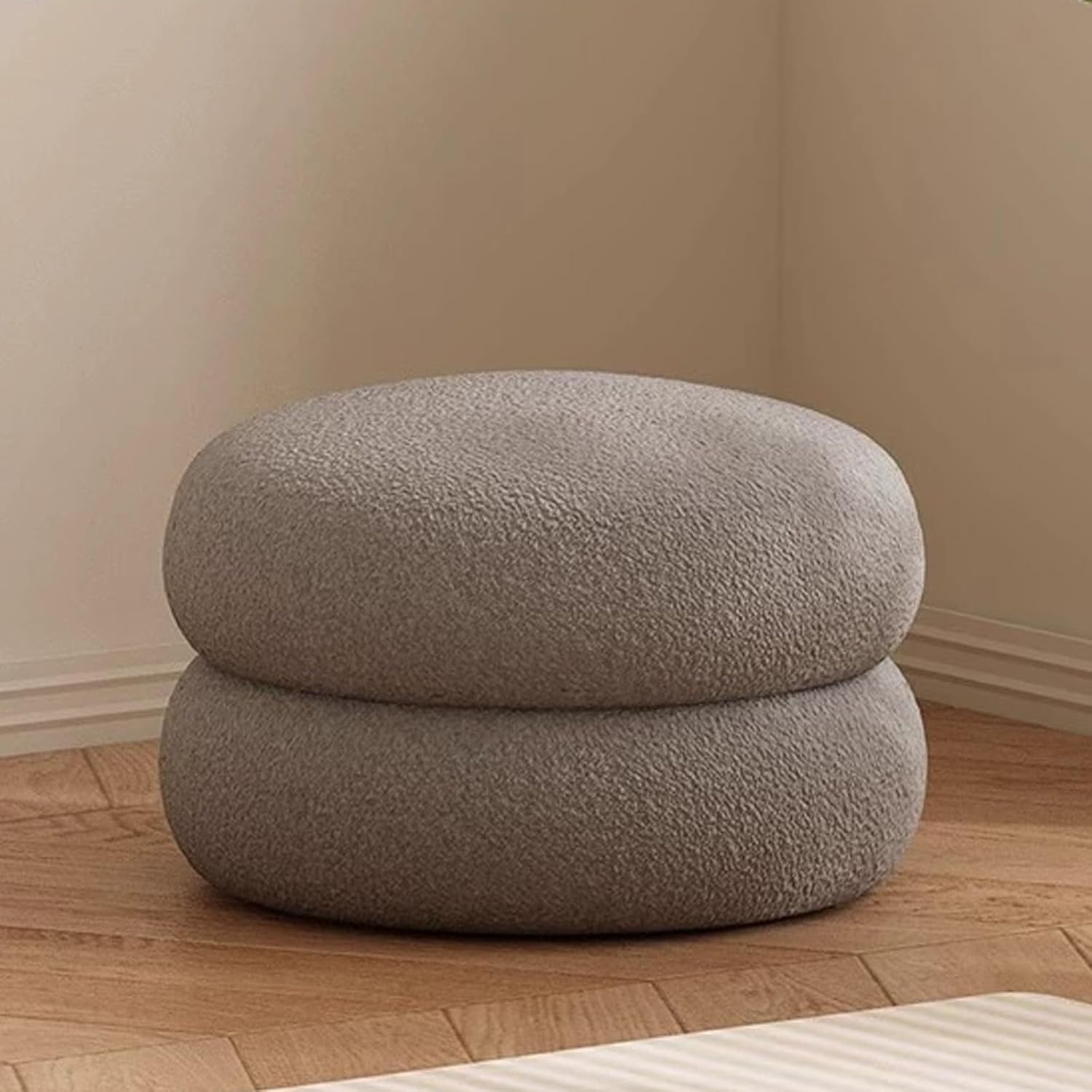 Round Ottoman,Modern Entryway Upholstered Footrest Vanity Stool, for Living Room Bedroom Dorm(B)