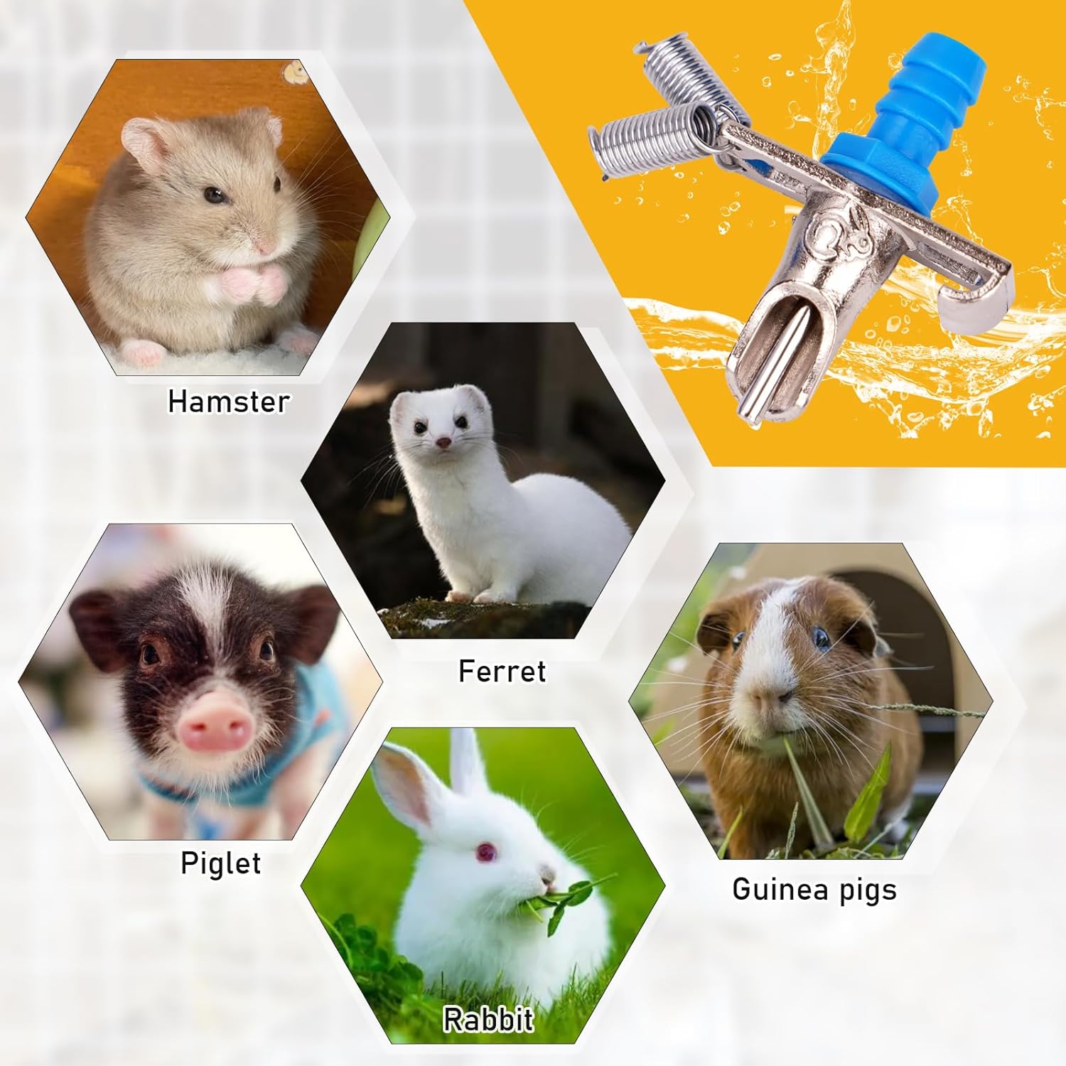 Automatic Rabbit Watering System Kit Include 20 Rabbit Nipple Drinker, 39ft Hose, Hole Opener, Barb Valve Fitting to G 1/2'' Connector, Bunny Small Animal Water Dispenser (Blue, 20Pcs)
