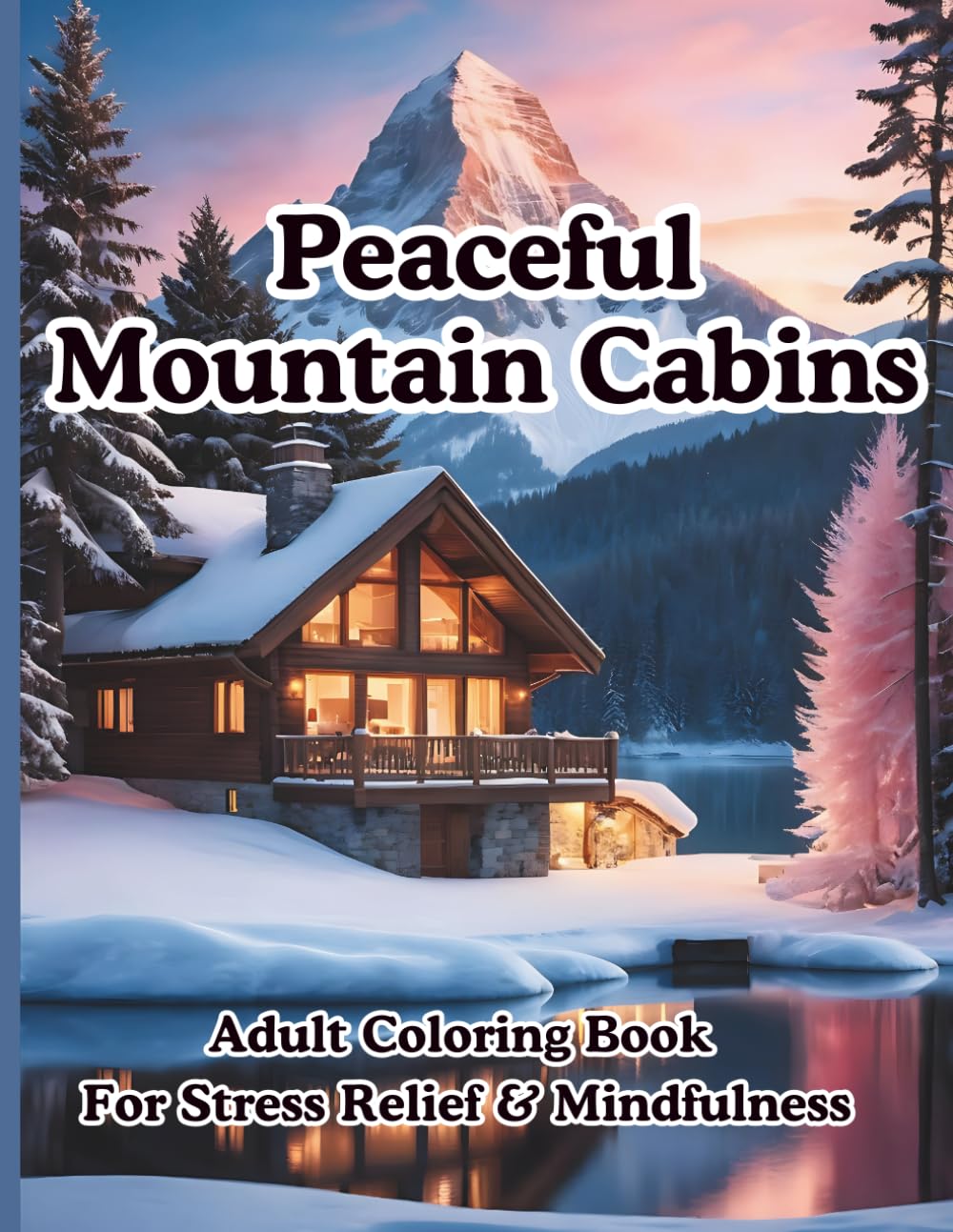Peaceful Mountain Cabins Adult Coloring Book For Stress Relief & Mindfulness: 50+ Scenic Nature Retreats for Relaxation and Creative Expression