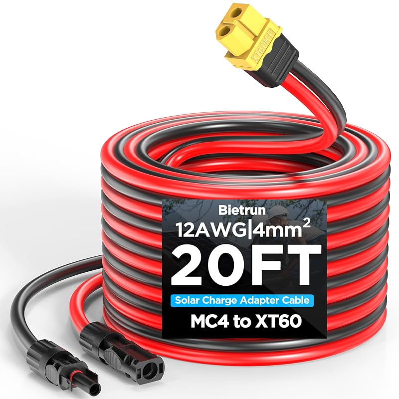 Cabo de Extensão Solar MC4 para XT60 12AWG 4 mm² com Conectores IP67 Bietrun, 6,10 m