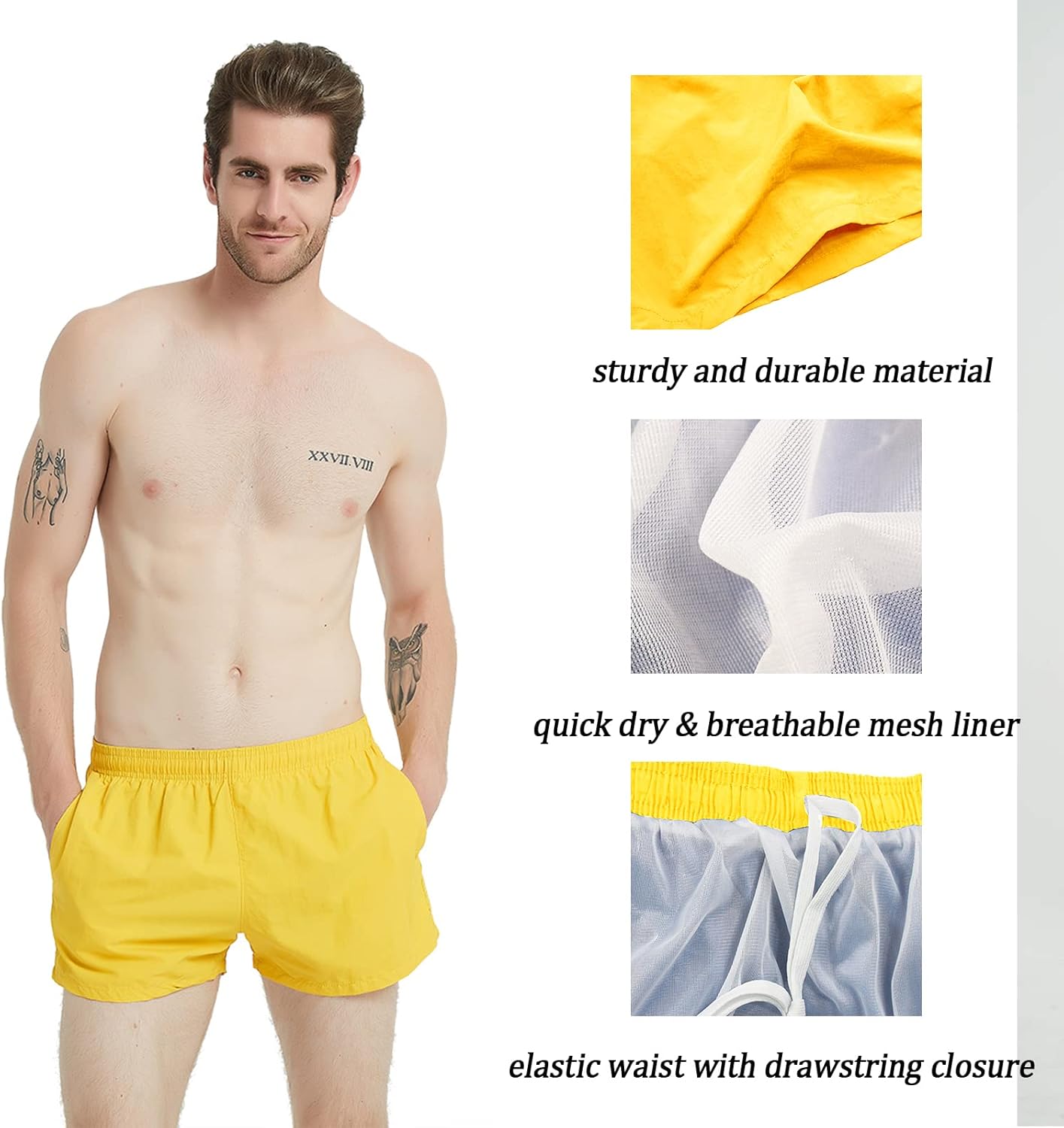 3 Inch Mens Swim Shorts Quick Dry Short Swim Trunks for Men Summer Suits - Image 2