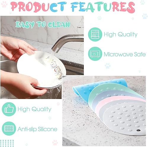 Miniatura 9 de 6 cuencos para gatos con 6 alfombrillas antideslizantes de silicona, plato de cerámica para comida, cuenco de comida húmeda para gatos, plato de