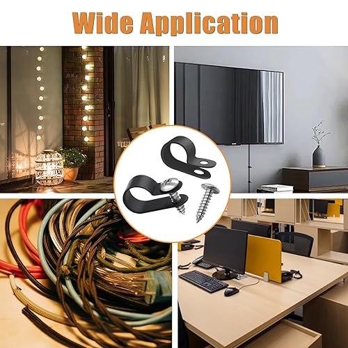 Miniatura 6 de mankk Juego surtido de 222 clips de cable de plástico de nailon tipo R, 6 tamaños (316 pulgadas, 14 pulgadas, 38 pulgadas, 12 pulgadas, 34 pulgadas,