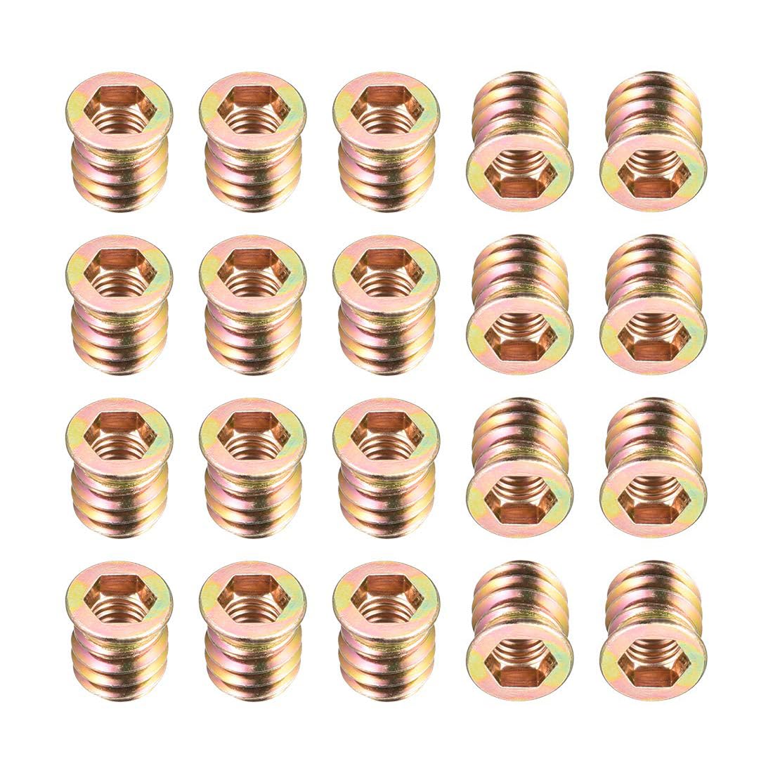 TA-VIGOR M8x15mm Threaded Insert Nuts for Wood - Hex Socket Drive Furniture Inserts for Cabinet, Chair & DIY Repair Kits 20Pcs