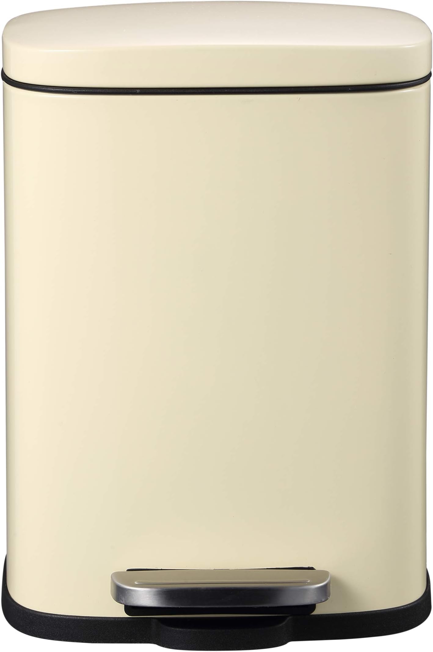 Single Recycling Bin | 5L Rubbish Bin | Elegant looking Trash Bin with Flat Lid | Cream Waste Bin for Bedroom, Bathroom, Kitchen, Garden | Waste Disposal Bin with Pedal & Inner Bucket