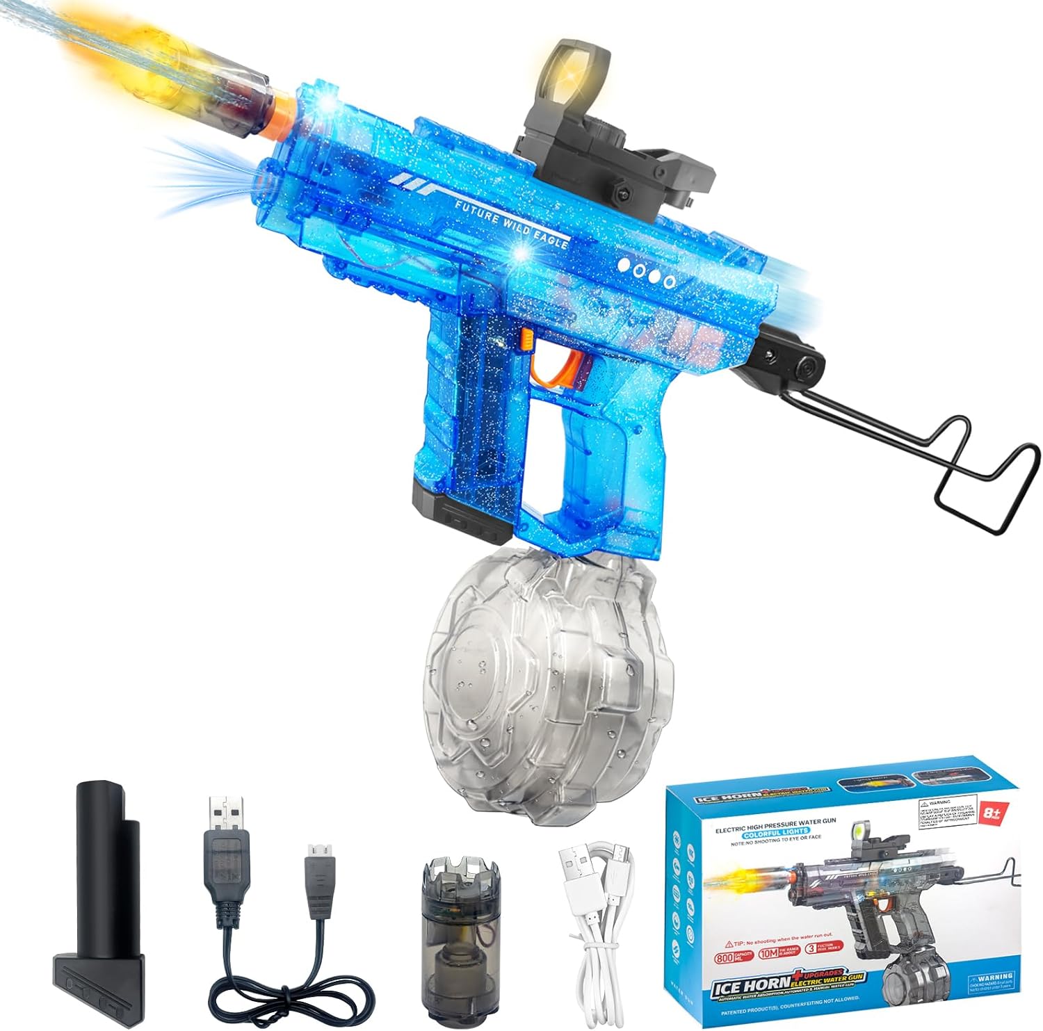 Electric Water Gun Automatic Squirt Gun for Kids Adults 800CC High Capacity 32FT Long Range Water Guns Dual-Mode Auto-Refill System for Pool Beach Indoor Outdoor Summer Water Toys (Blue)