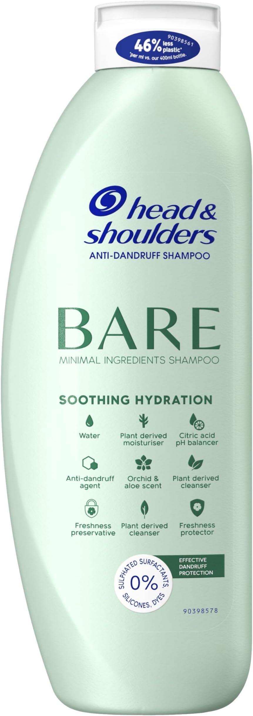 Head & Shoulders Bare Soothing Hydration Anti-dandruff Shampoo. Minimal Ingredients. 400 ml
