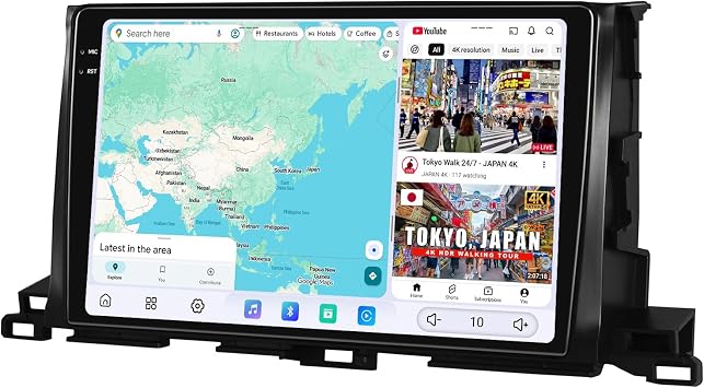 JOYING Car Radio for Toyota Highlander 2014-2019, Android 13 Car Stereo, 10.4 Inch 2K QLED Touch Screen 12GB+256GB with CarPlay & Android Auto, Mirror Link, SWC, AM/FM, GPS, BluetoothJY-TT155N12