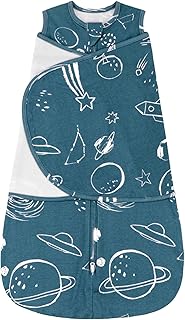 ZIGJOY Sleep Sack Swaddle 1.0 TOG Baby Wearable Blanket 100% Cotton Baby Swaddle Blanket for Newborns 0-6 Months for Boy Girl, Space