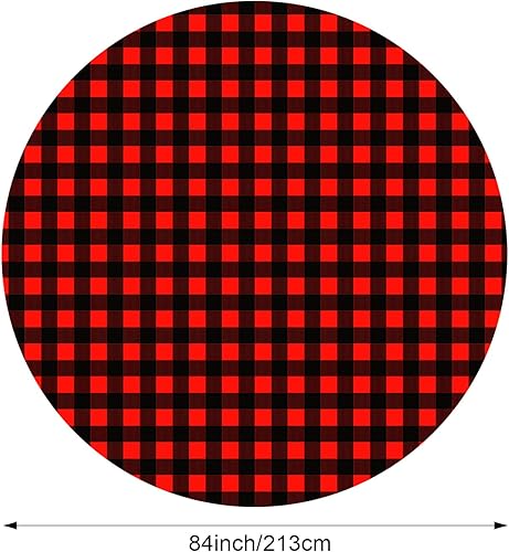Miniatura 2 de Mantel desechable de Navidad redondo de plástico a cuadros, 84 pulgadas, impermeable, para picnic, campamento, fiesta, carnaval, barbacoa, Navidad