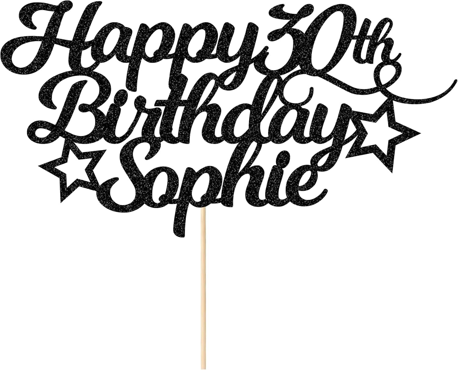 Confetti! Custom Black Glitter Birthday Cake Topper with Personalized Age & Name - Perfect Sparkling Decoration for Kids, Teens, and Adults’ Cakes for 1st, 16th, 18th, 21st, 40th, 60th Birthday