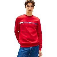 Tommy Hilfiger Uomo Felpa Brand Love Stripe con Scollo Rotondo