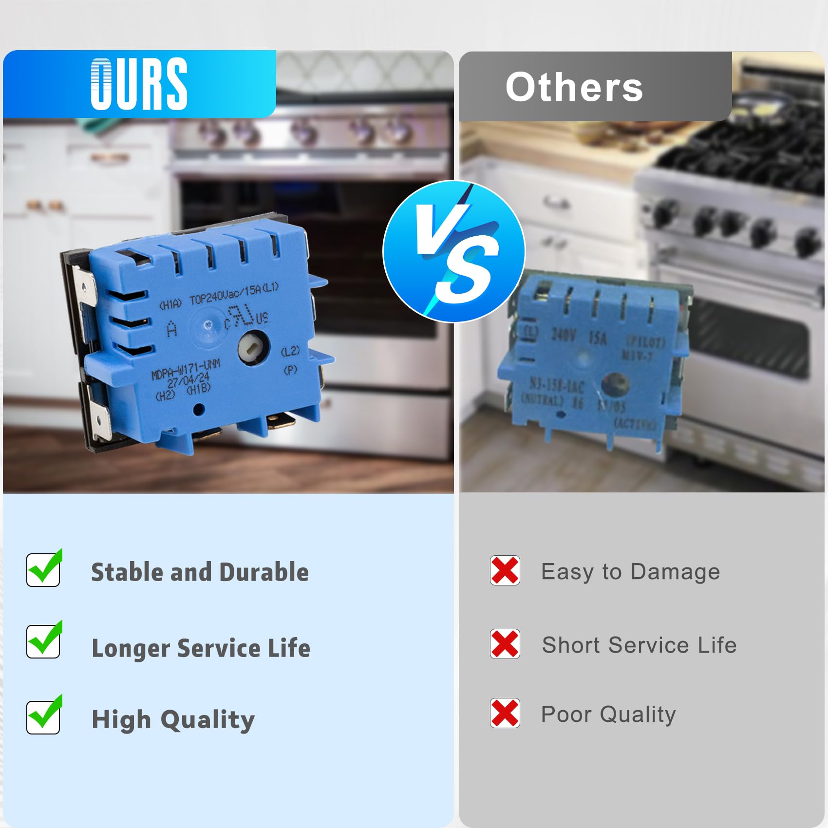 Upgrade W10434452 WPW10434452 Dual Infinite Stove Control Switch