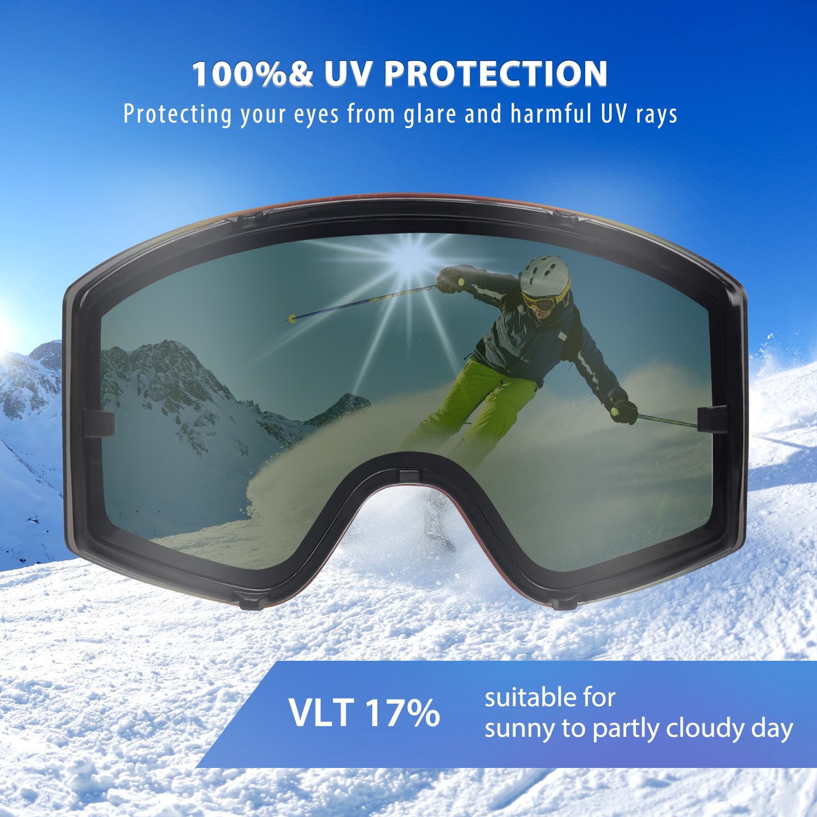 EXP VISION Parent-child Ski Goggles Set, Anti Fog Snow Goggles 100% UV Protection OTG Snowboard Glasses for Men Women, Youth - Image 4
