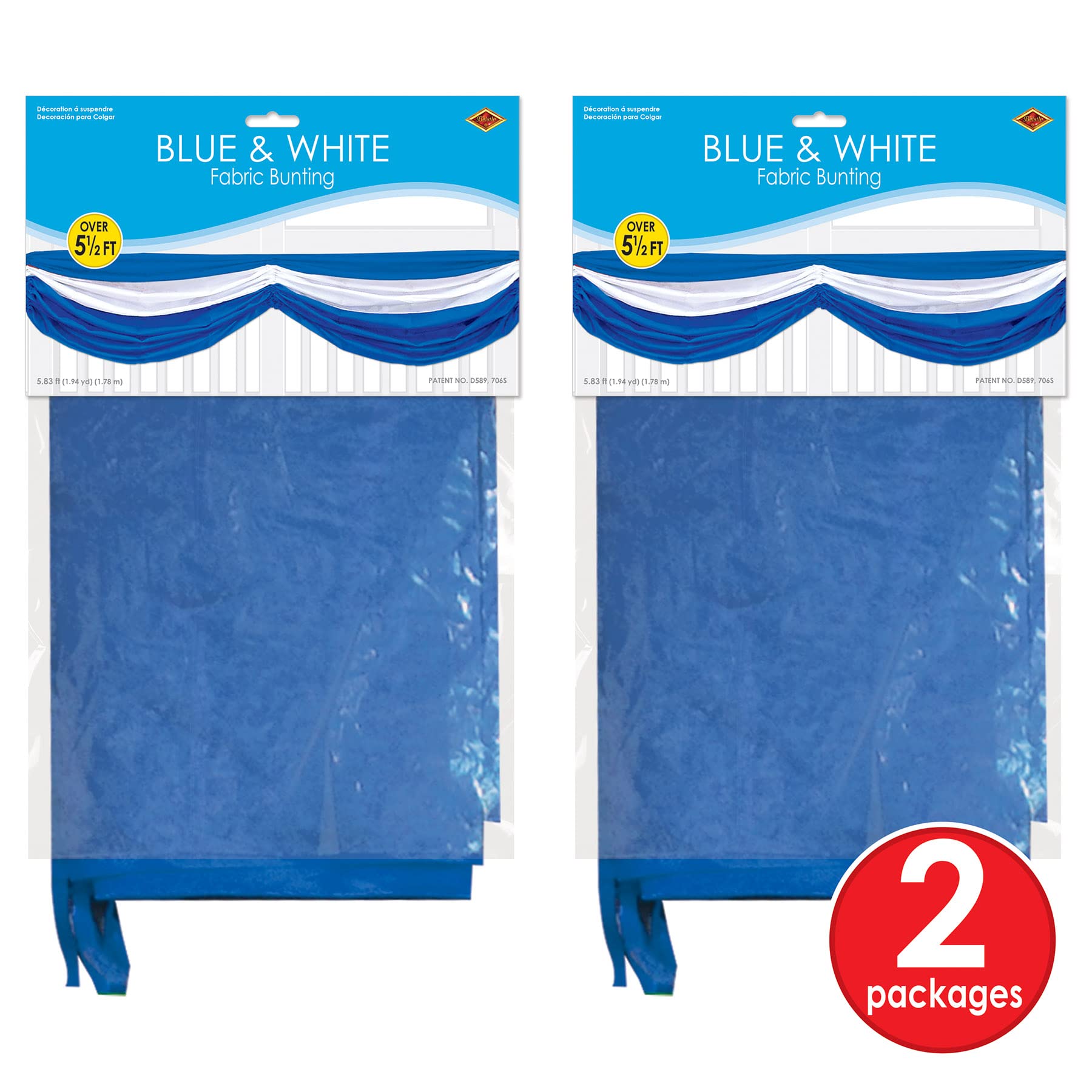 Beistle S50948BWAZ2 Wimpelkette aus Stoff, blau/weiß