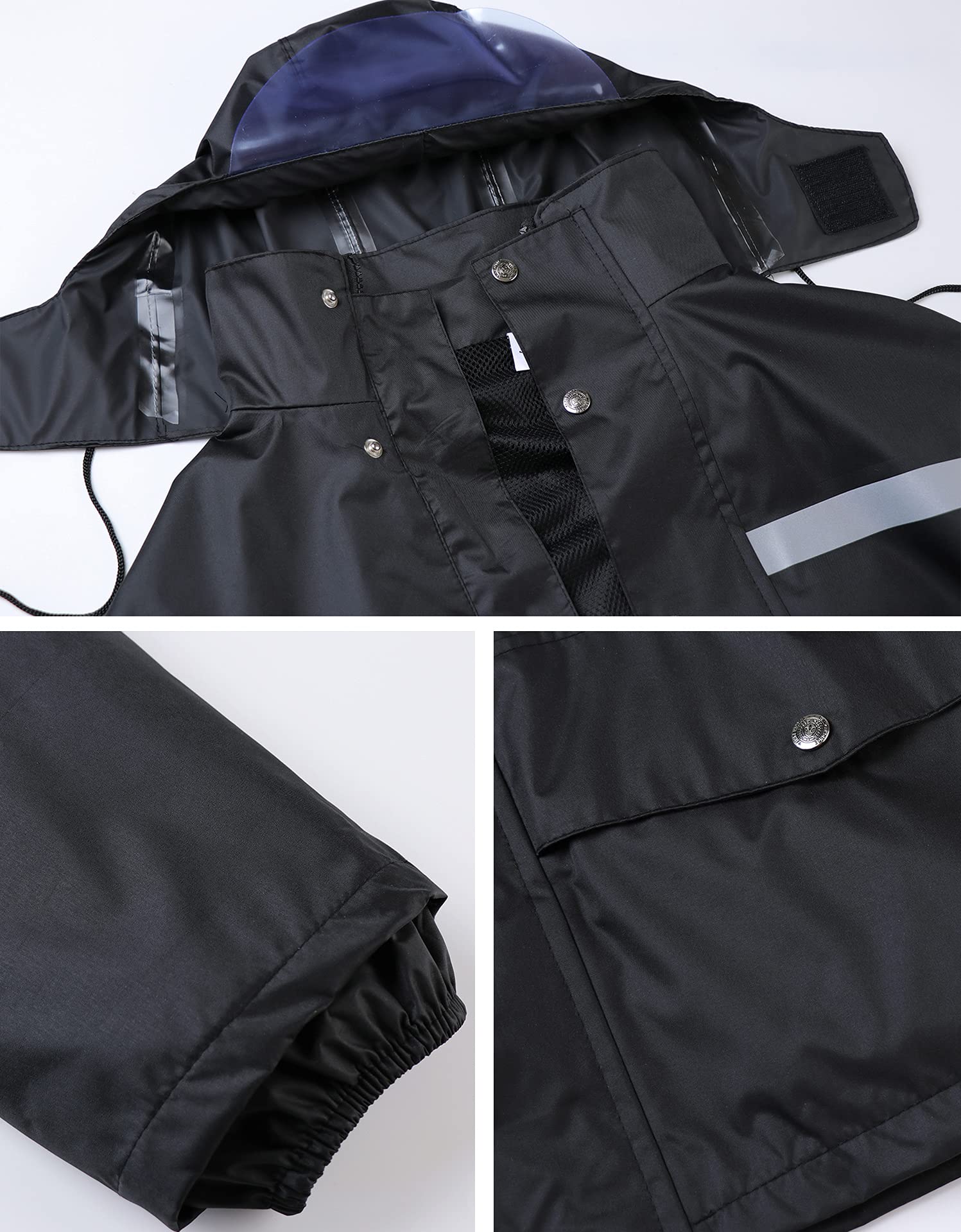 Traje de Lluvia Para Hombres 2 Piezas Impermeable Conjunto de Chaqueta y Pantalón de Lluvia Traje Impermeable de Trabajo Reflectante