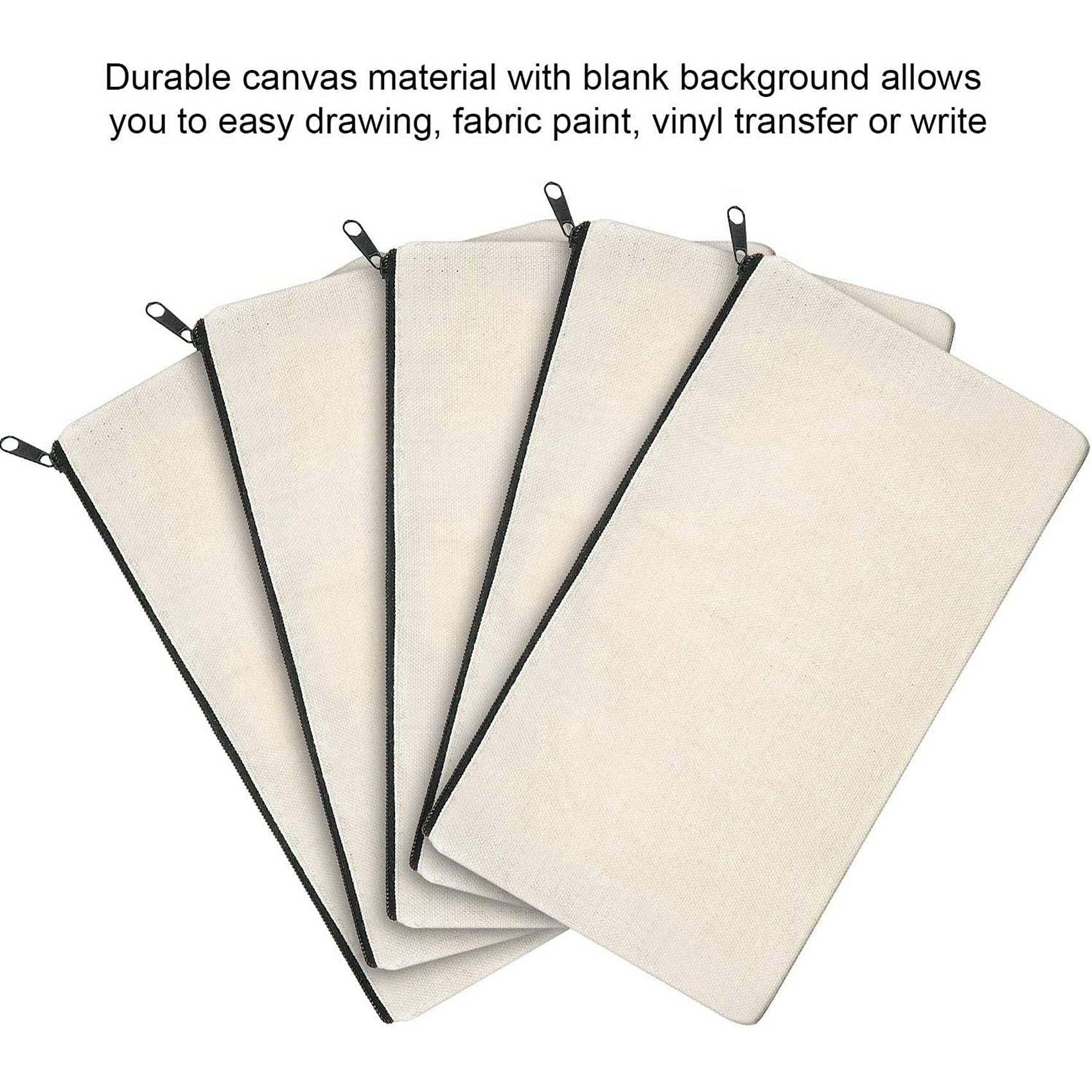 80 bolsas de lona con cremallera para lápices, bolsa de cosméticos en , bolsa de manualidades, 40 piezas beige y 40 piezas negras, Beige y negro, moderno