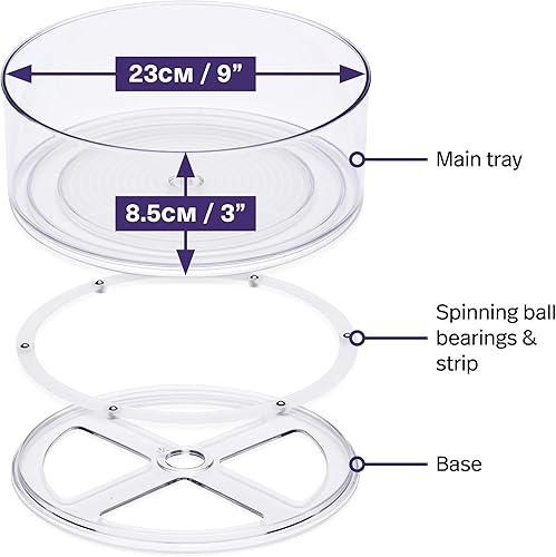 Miniatura 2 de MATANA Organizador transparente Lazy Susan de 9 pulgadas para gabinete (paquete de 2), organizador giratorio transparente, organizador giratorio