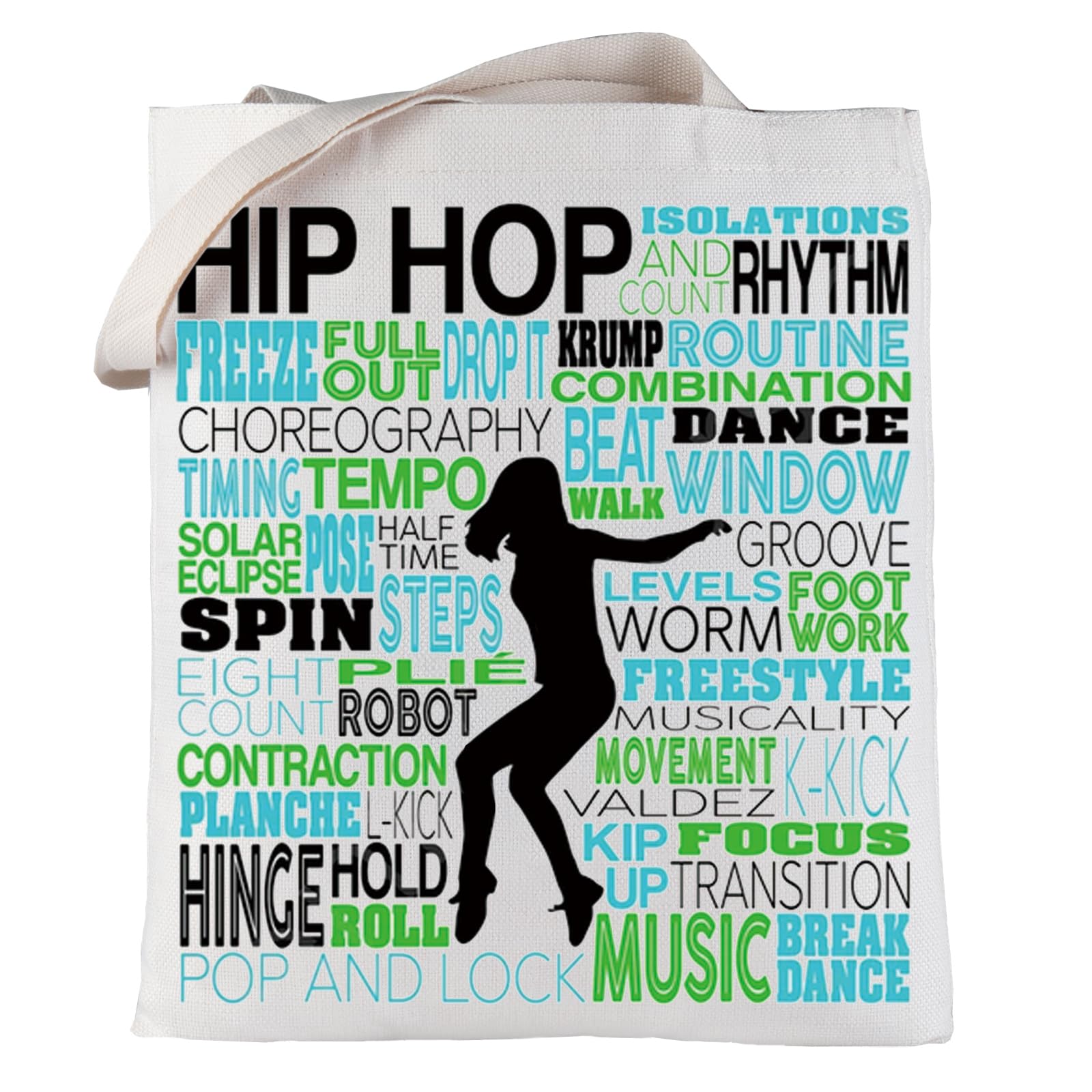 LEVLO Hip Hop Canvas Tote Bag Hip Hop Fans Gift Hip Hop Dancing Shoulder Bag For Hip Hop Lover
