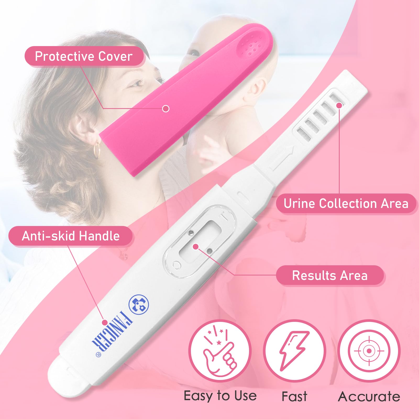 5 Count Early Detection Pregnancy Tests, Pregnancy Test Kit, Accurate Early HCG Detection for Women, Quick and Easy to Use, Easy at-Home Pregnancy Tests, Individually Packed?Rose red?