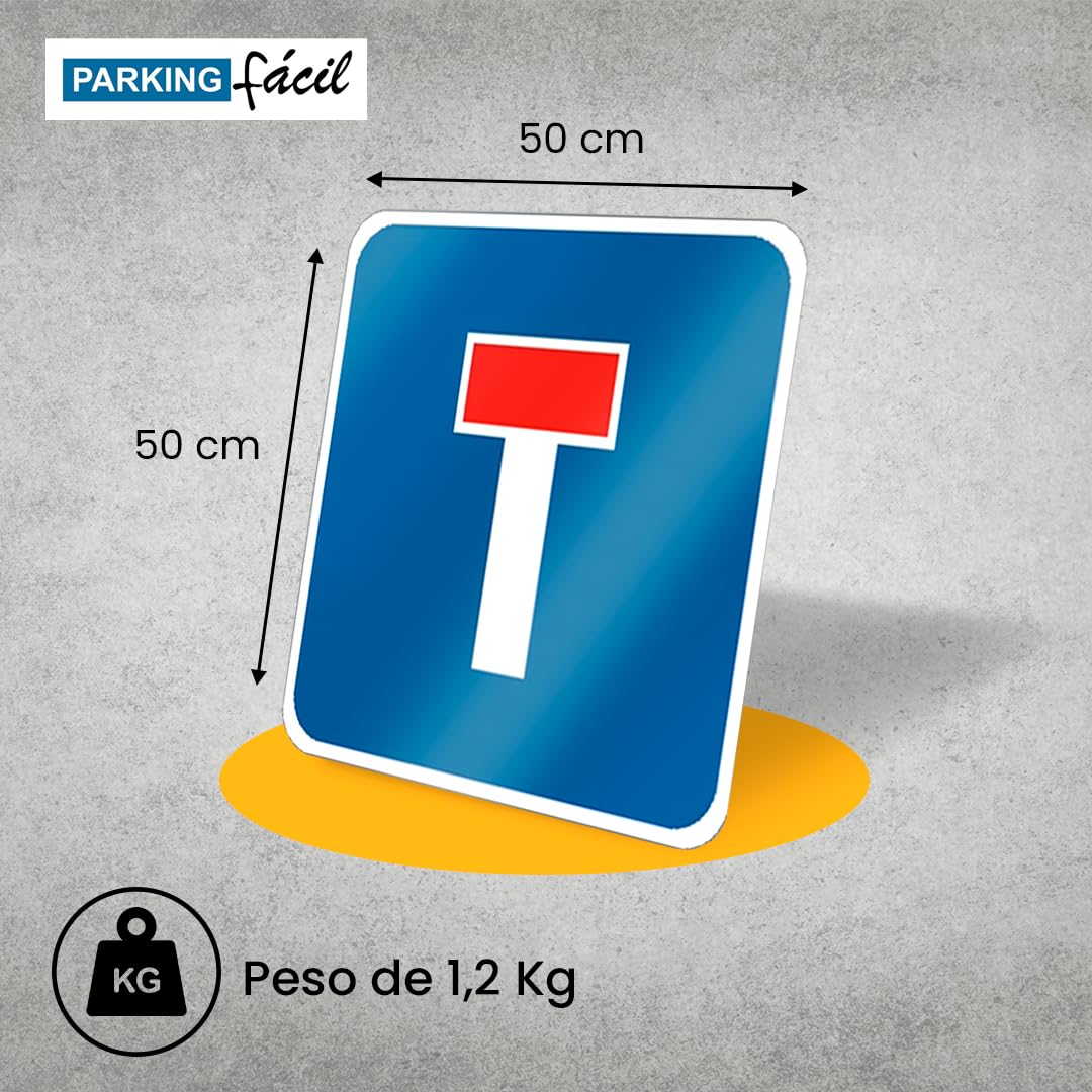 PARKING FÁCIL | Señal de Tráfico Chapa Economica | Resistente de Acero Termolacado | Señalización de Carreteras | Seguridad Vial | Máxima Visibilidad, Tamaño 50 cm (Calle sin Salida)
