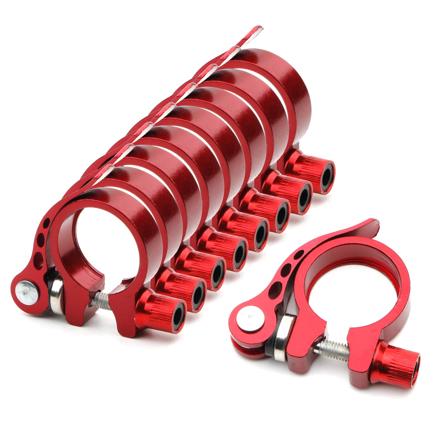 Collier de selle 31.8 mm à blocage rapide en aluminium rouge anti-glissement