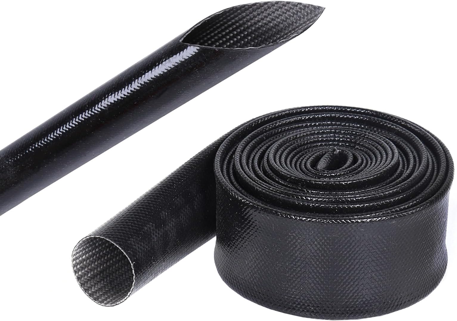 Silicone Fiberglass Sleeve High Temperature Heat Shield Wire Protective Electrical Insulation Self-extinguishing Black (3/4"-16ft)