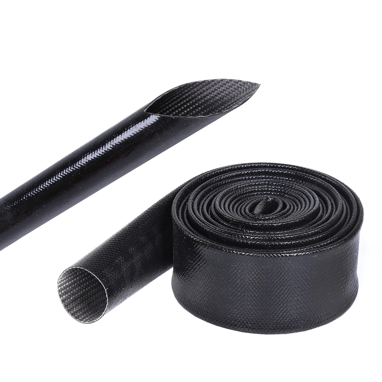 Silicone Fiberglass Sleeve High Temperature Heat Shield Wire Protective Electrical Insulation Self-extinguishing Black (3/4"-16ft)