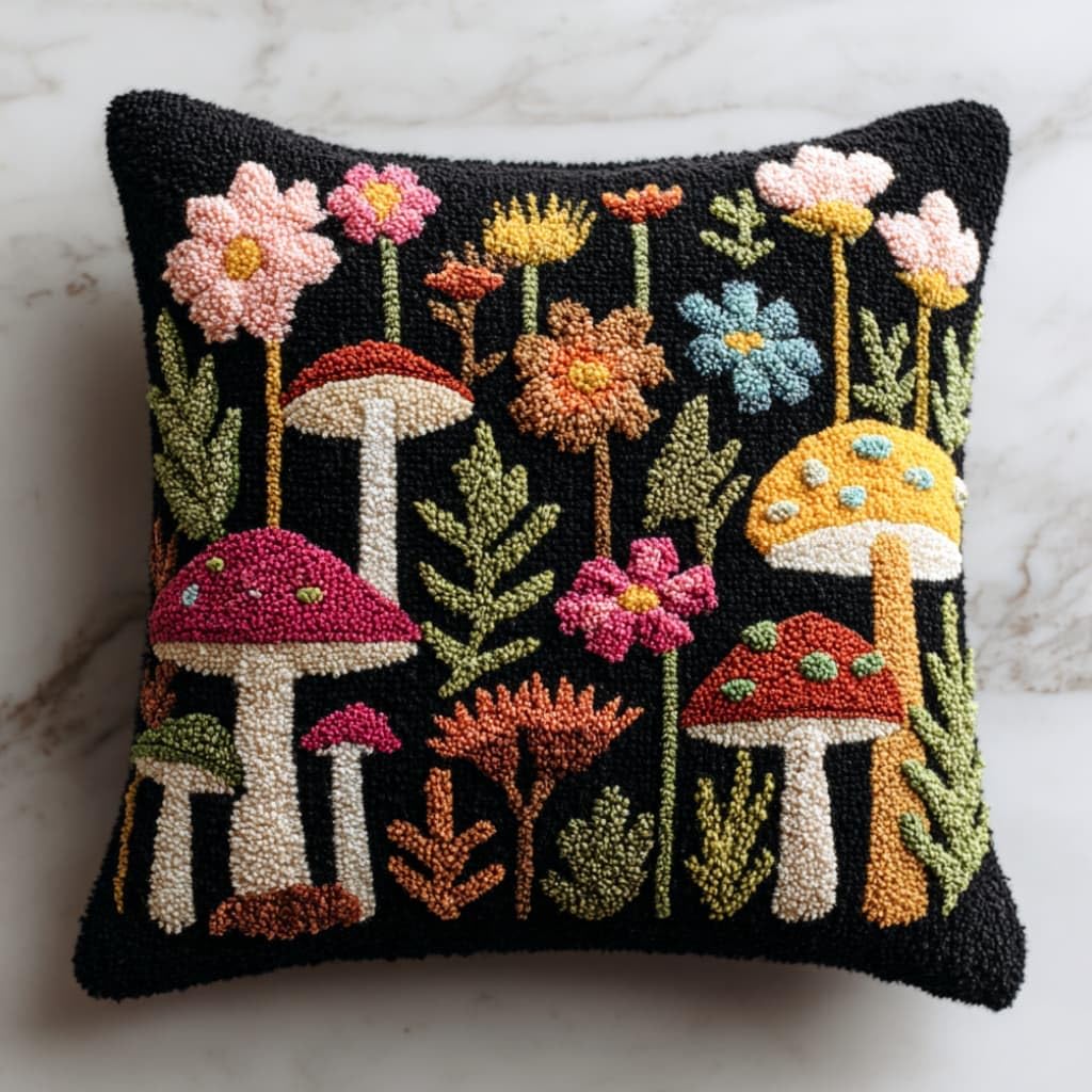 WallustrioaW Latch Hook Pillow Kit -Sunflower 43X43Cm Embroidery Art Craft Kit All Ages Unisex